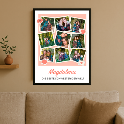 Die beste Schwester Collage – personalisiertes Poster für die Schwester