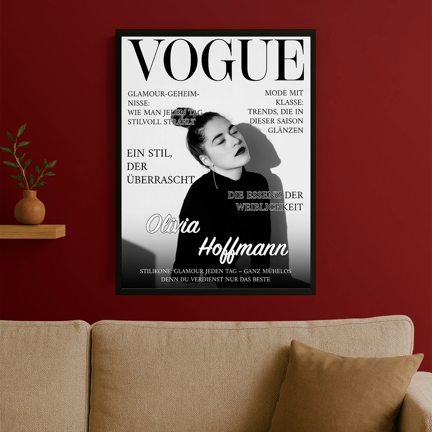 Schwarz-weißes Cover im Magazin-Stil – personalisiertes Poster für sie