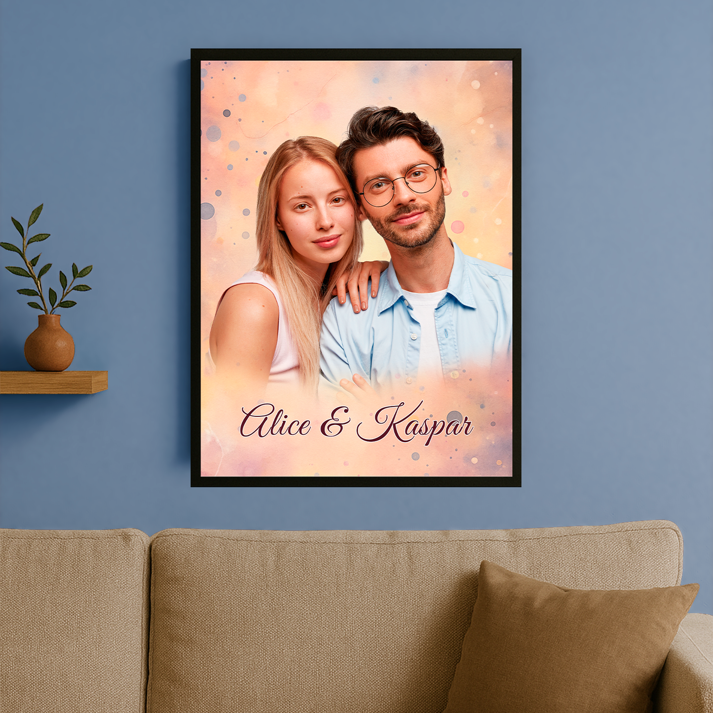 Paarporträt im Pastellstil – personalisiertes Poster für Paare
