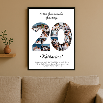 Alles Gute zum 20. Geburtstag – personalisiertes Poster für sie