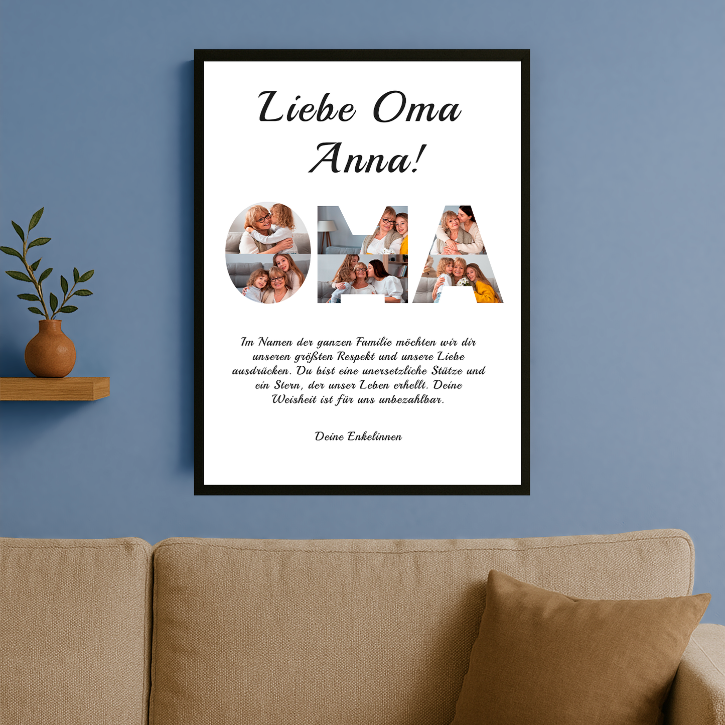 Worte der Anerkennung für die Oma – personalisiertes Poster für Oma