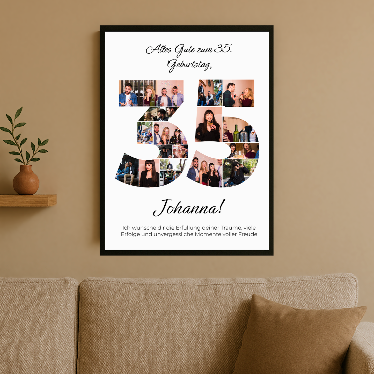 Fotocollage mit Glückwünschen zum 35. Geburtstag - personalisiertes Poster für eine Frau