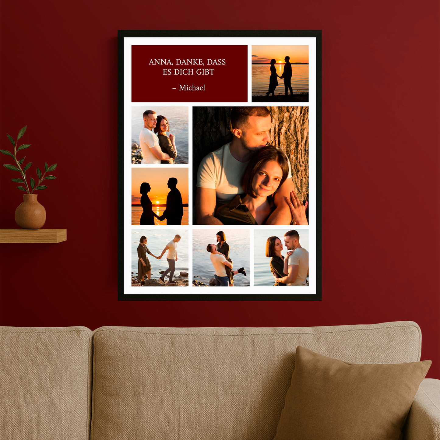Collage „Danke, dass es dich gibt“ – personalisiertes Poster für Paare