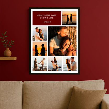 Collage „Danke, dass es dich gibt“ – personalisiertes Poster für Paare