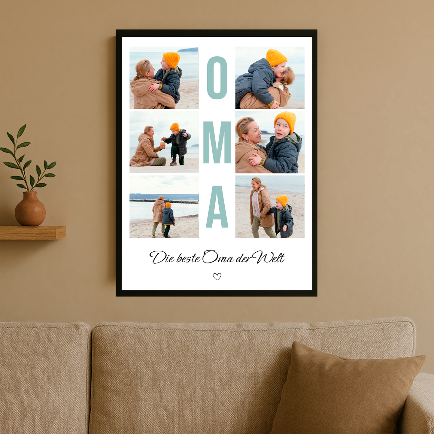 Collage aus 6 Fotos für die beste Oma der Welt – personalisiertes Poster für die Oma