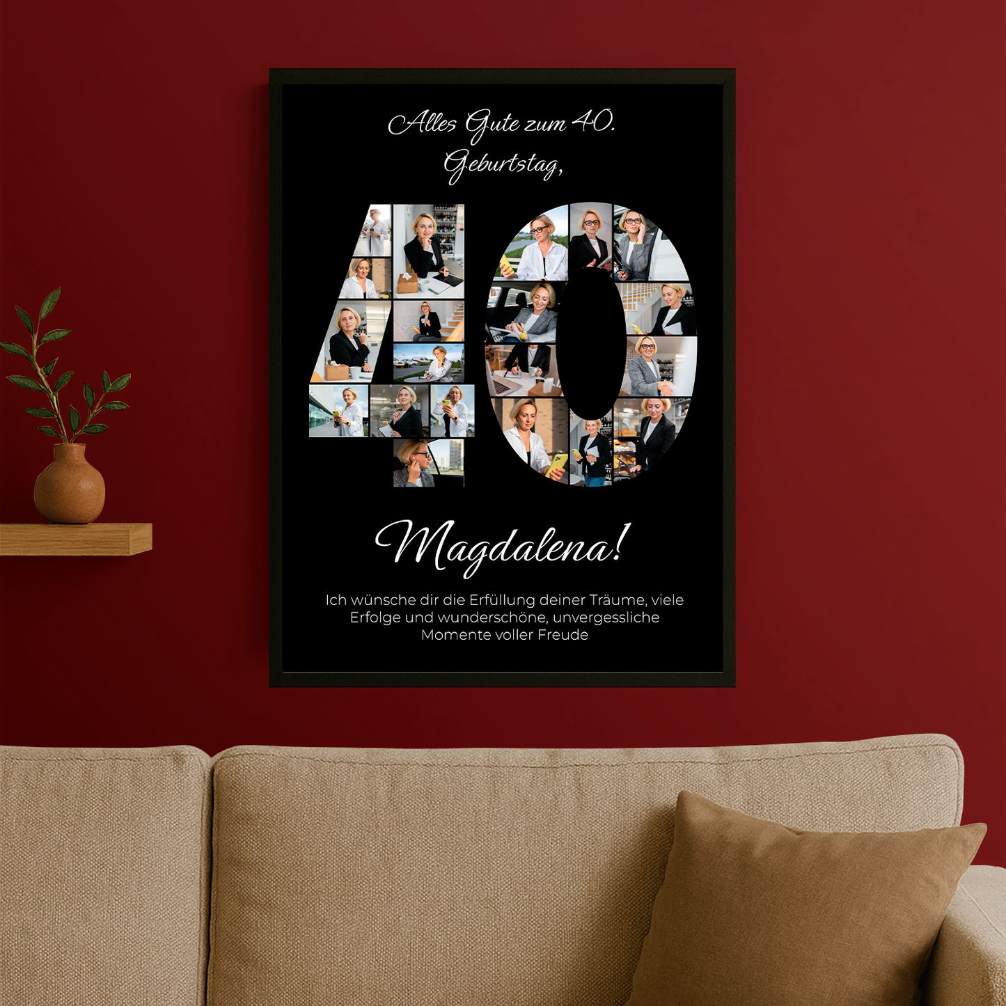 Alles Gute zum 40. - personalisiertes Poster für eine Frau