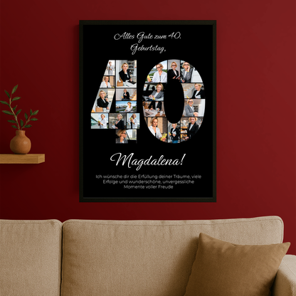 Alles Gute zum 40. - personalisiertes Poster für eine Frau