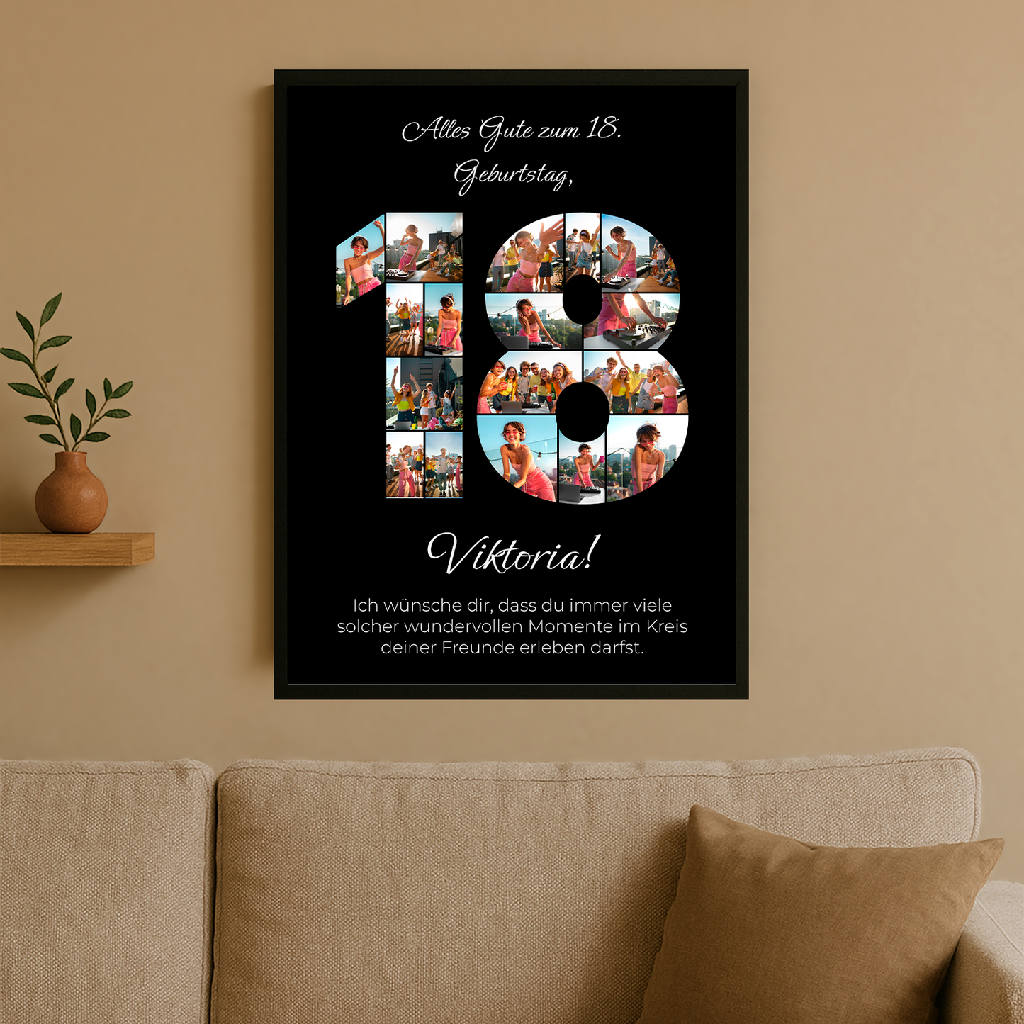 Fotocollage zum 18. Geburtstag - personalisiertes Poster für eine Freundin