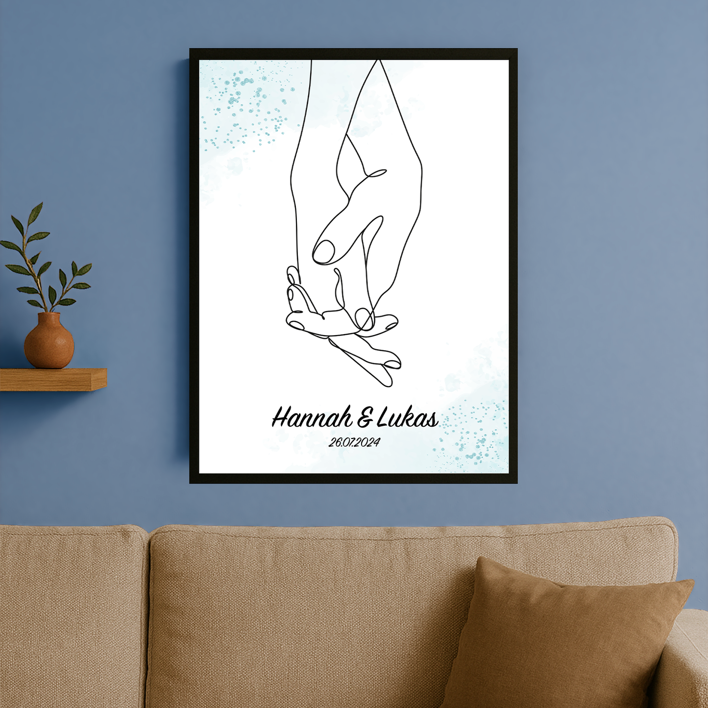 Verschlungene Hände – personalisiertes Poster für ein Paar