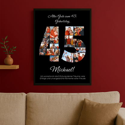 Fotocollage mit Glückwünschen zum 45. Geburtstag - personalisiertes Poster für Mann