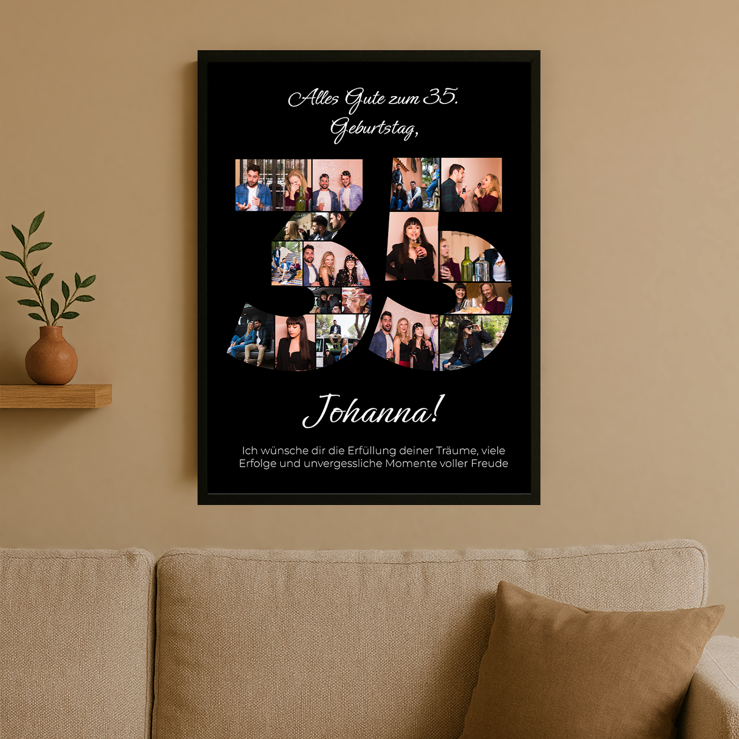 Fotocollage mit Glückwünschen zum 35. - personalisiertes Poster für Frau