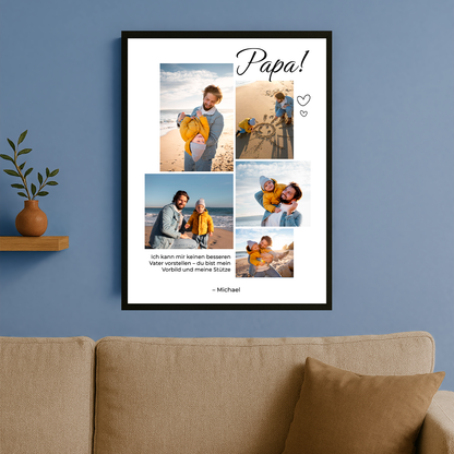 Collage aus 5 Fotos mit Papa – personalisiertes Poster für den Vater