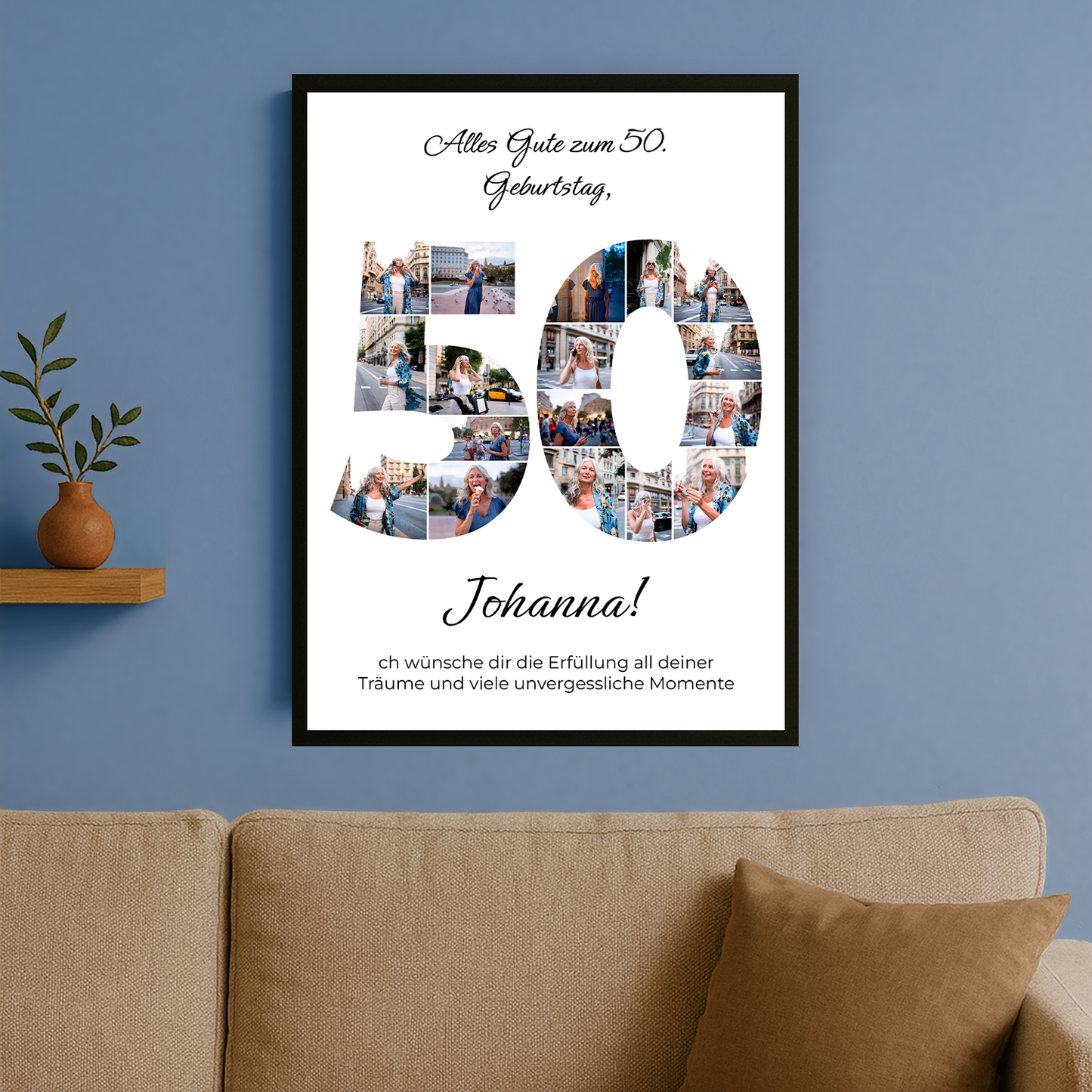 Collage zum 50. Geburtstag – personalisiertes Poster für sie