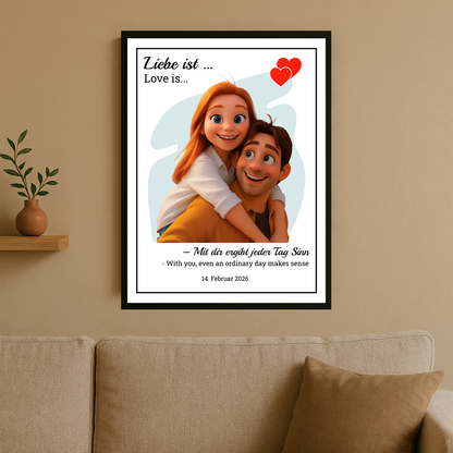 Märchenhafte Illustration eines Paares + Text – personalisiertes Poster für Paare