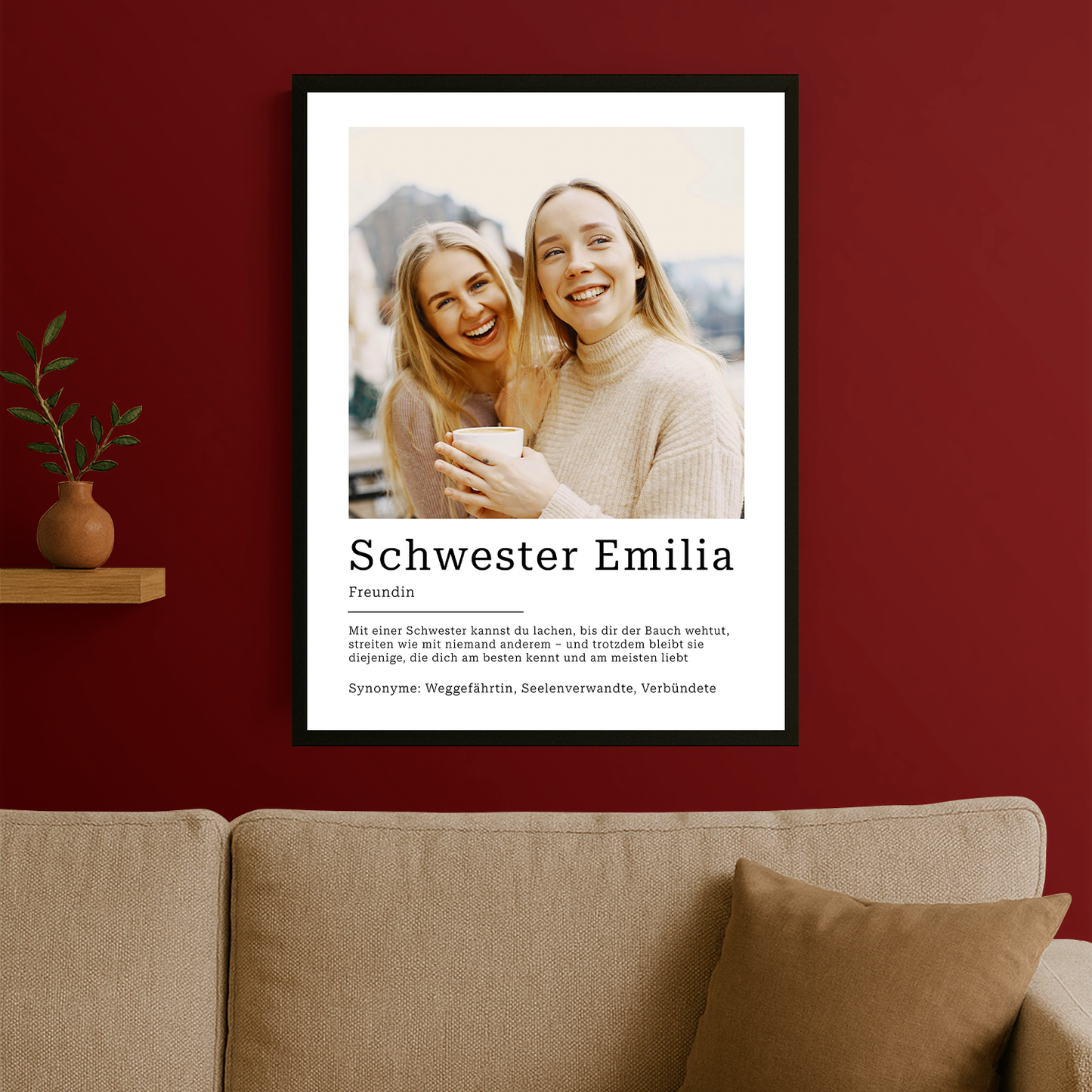 Mit der Schwester ist es am schönsten - personalisiertes Poster für die Schwester
