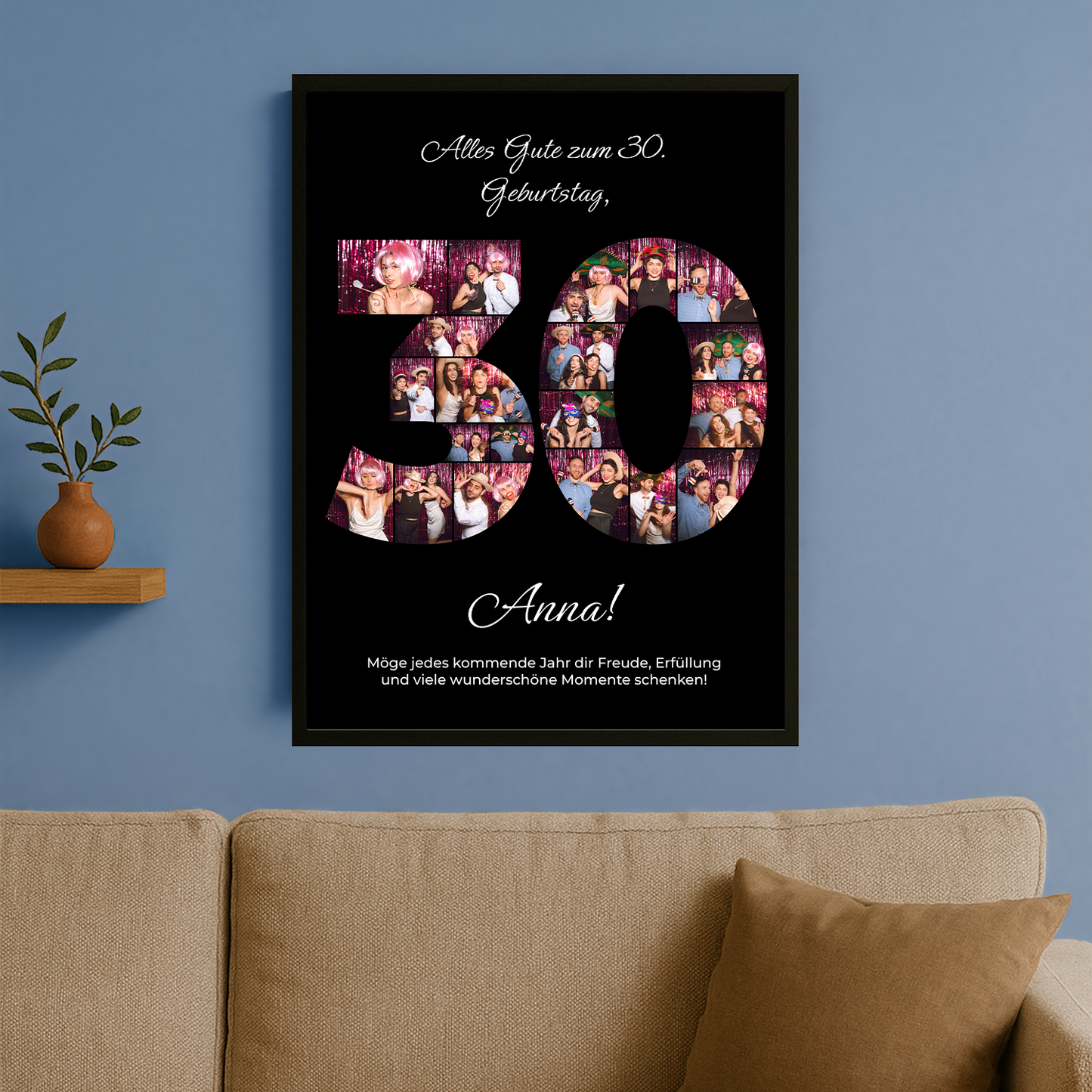 Alles Gute zum 30. - personalisiertes Poster für eine Freundin