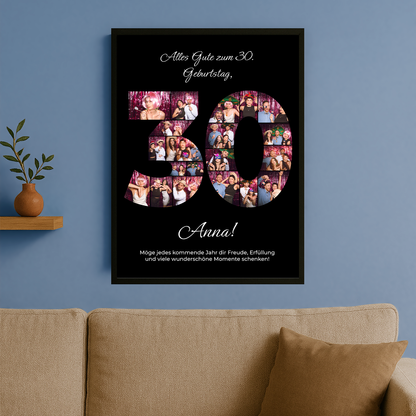 Alles Gute zum 30. - personalisiertes Poster für eine Freundin