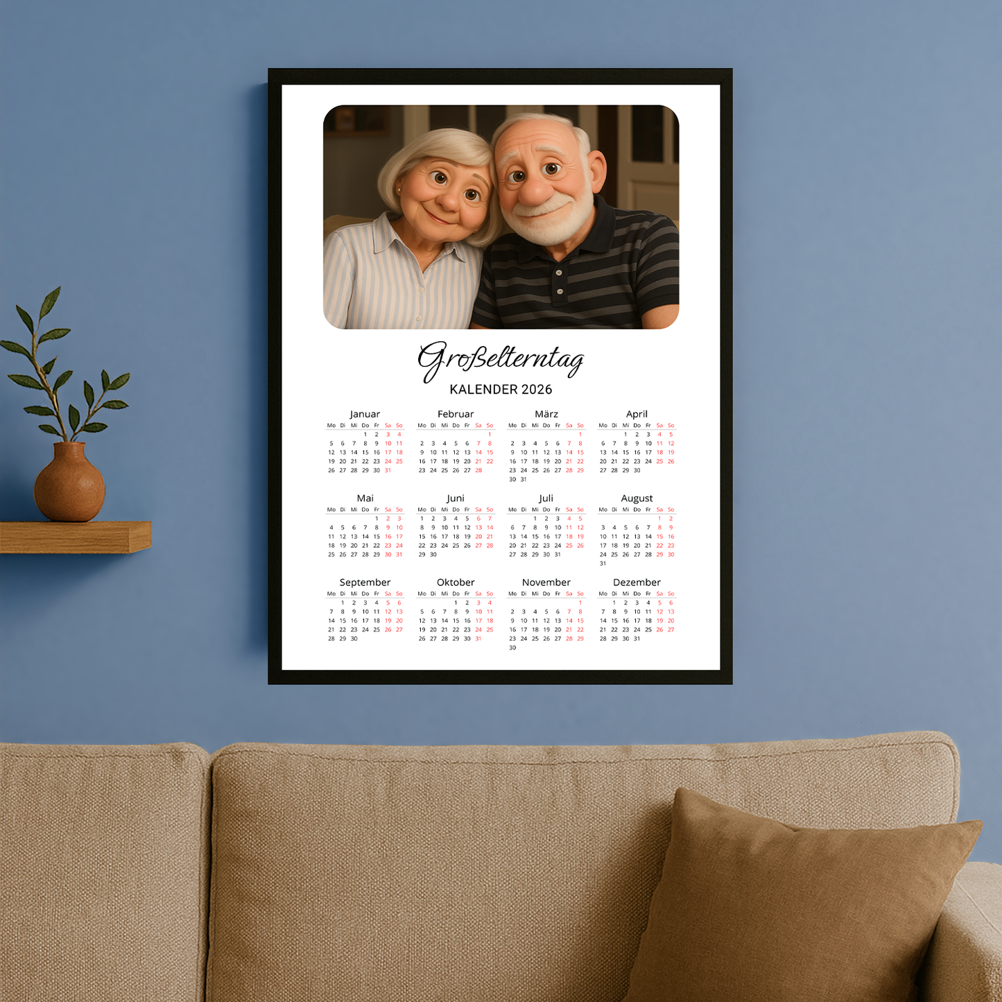 Kalender zum Großmutter- und Großvatertag – personalisiertes Poster für Großeltern