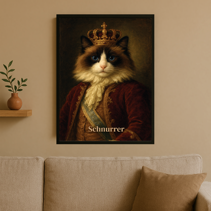 Katzenporträt im King-Stil - personalisiertes Poster für Katzenliebhaber