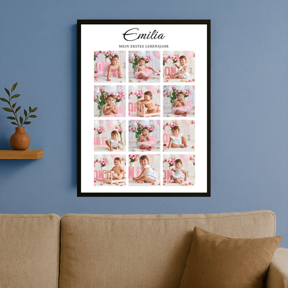 Das erste Lebensjahr – personalisiertes Poster für ein Kind