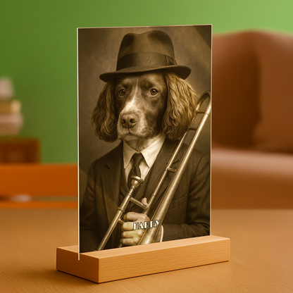 Hund als Musiker - Acrylglas Porträt für Hundeliebhaber