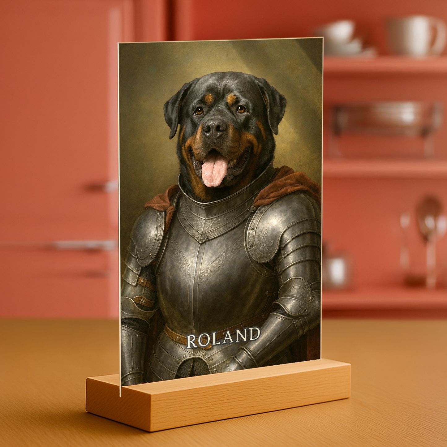 Hund im Ritterstil – Acrylglas-Porträt für Hundeliebhaber