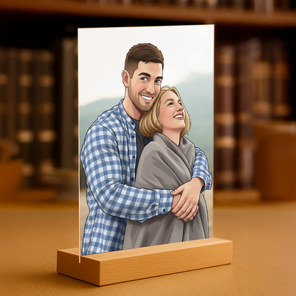 Paar im Cartoon-Stil - Acrylglas-Porträt für ein Paar
