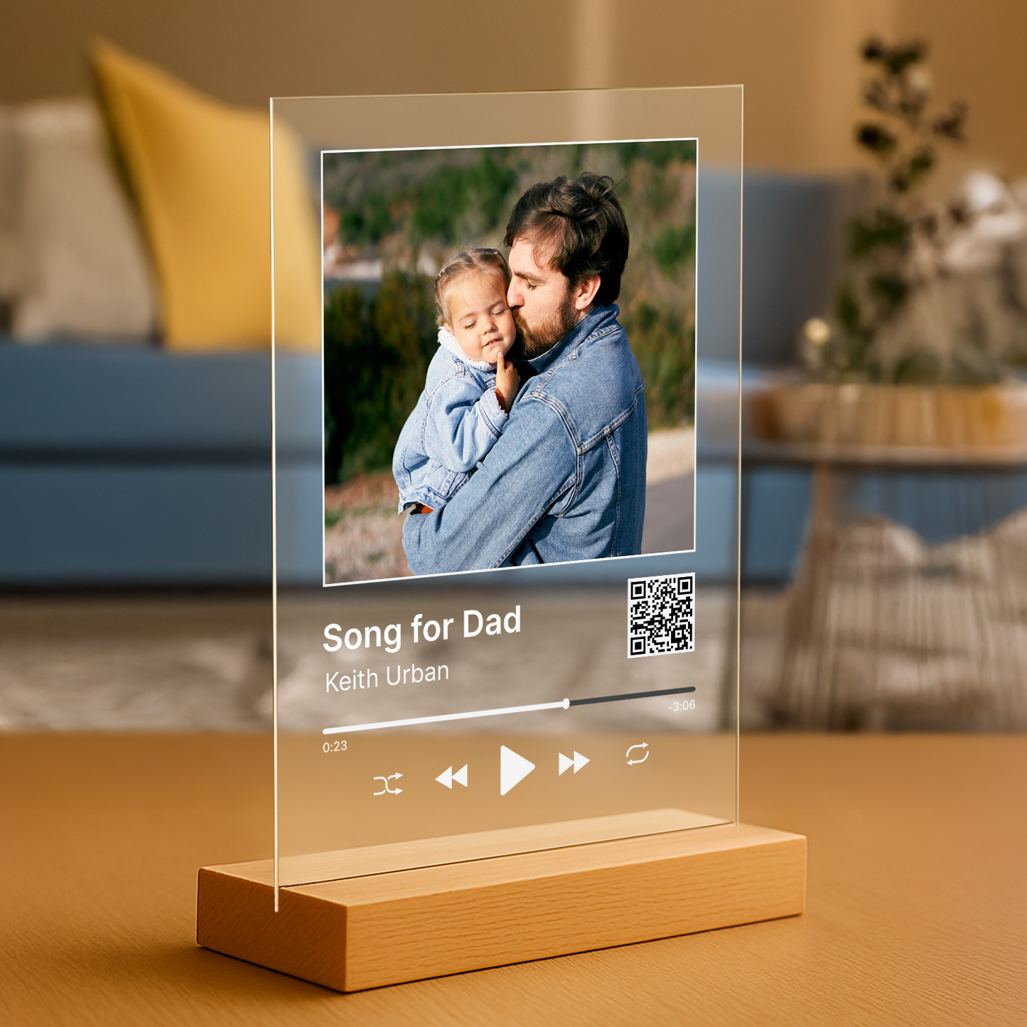 Foto mit Papa + Lied – personalisierter Glasdruck