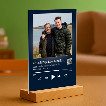 Unbezahlbare Zeit mit Papa – personalisierter Glasdruck