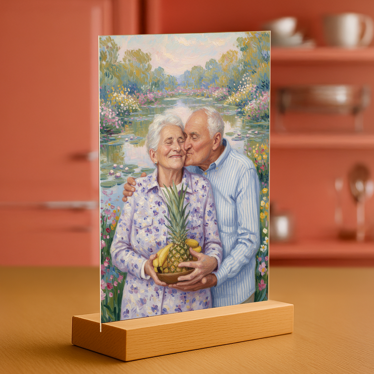 Großeltern im Monet-Stil – Acrylglas-Porträt für Großeltern