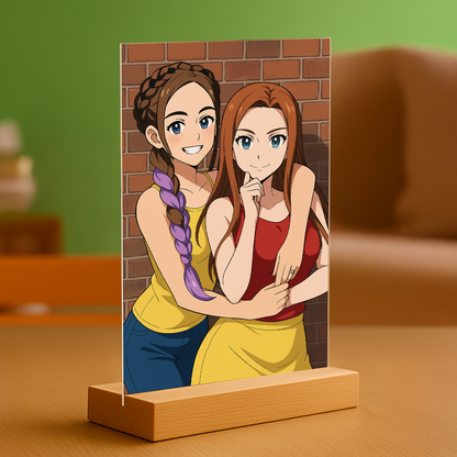 Freundinnen im Anime-Stil - Acrylglas-Porträt für eine Freundin