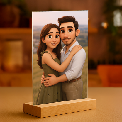 Verliebtes Paar im 3D-Animationsstil - Acrylglas-Porträt für Paare