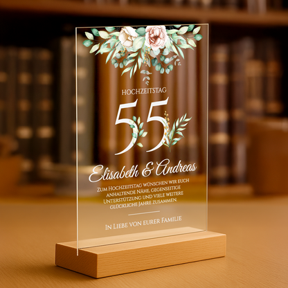 55. Hochzeitstag – personalisierter Druck auf Glas