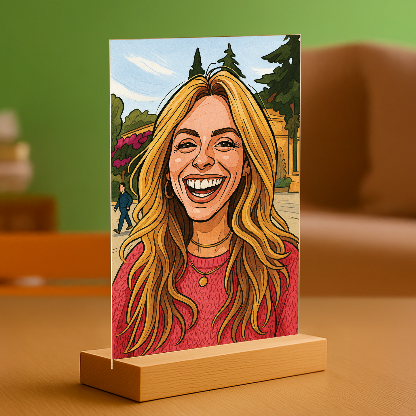 Frau im originellen Karikaturstil - Acrylglas-Porträt für sie