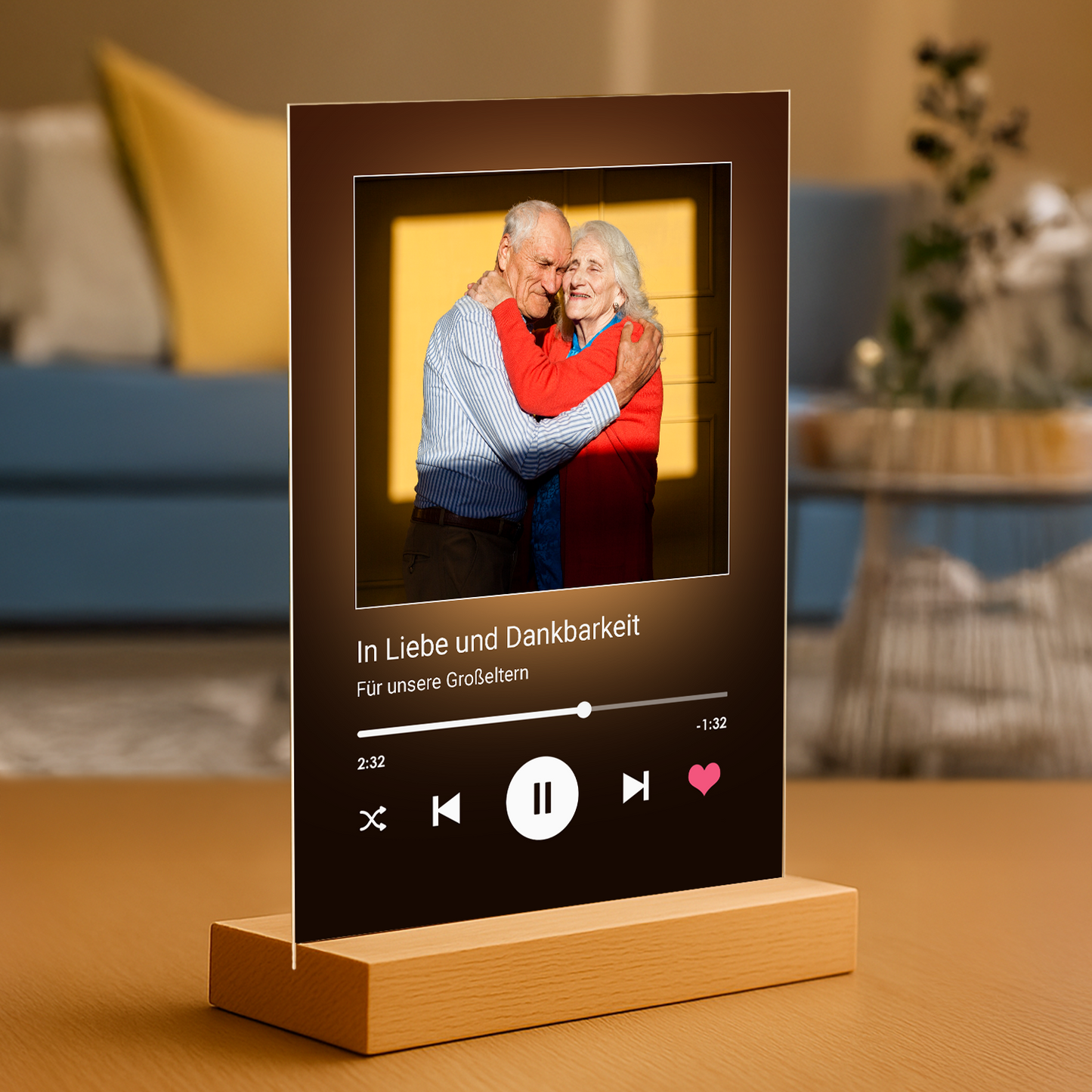 Mit Liebe und Dankbarkeit für Großeltern – personalisierter Druck auf Glas für Großeltern