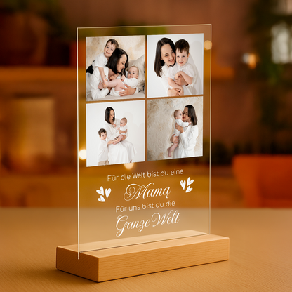 Collage aus 4 Fotos für Mama – personalisierter Glasdruck