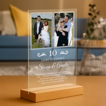 10 Jahre zusammen – personalisierter Druck auf Glas