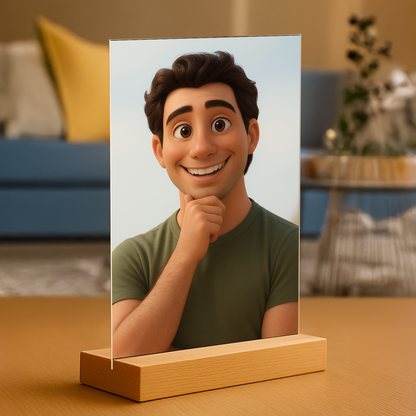 Mann im 3D-Animationsstil - Acrylglas Porträt für Mann