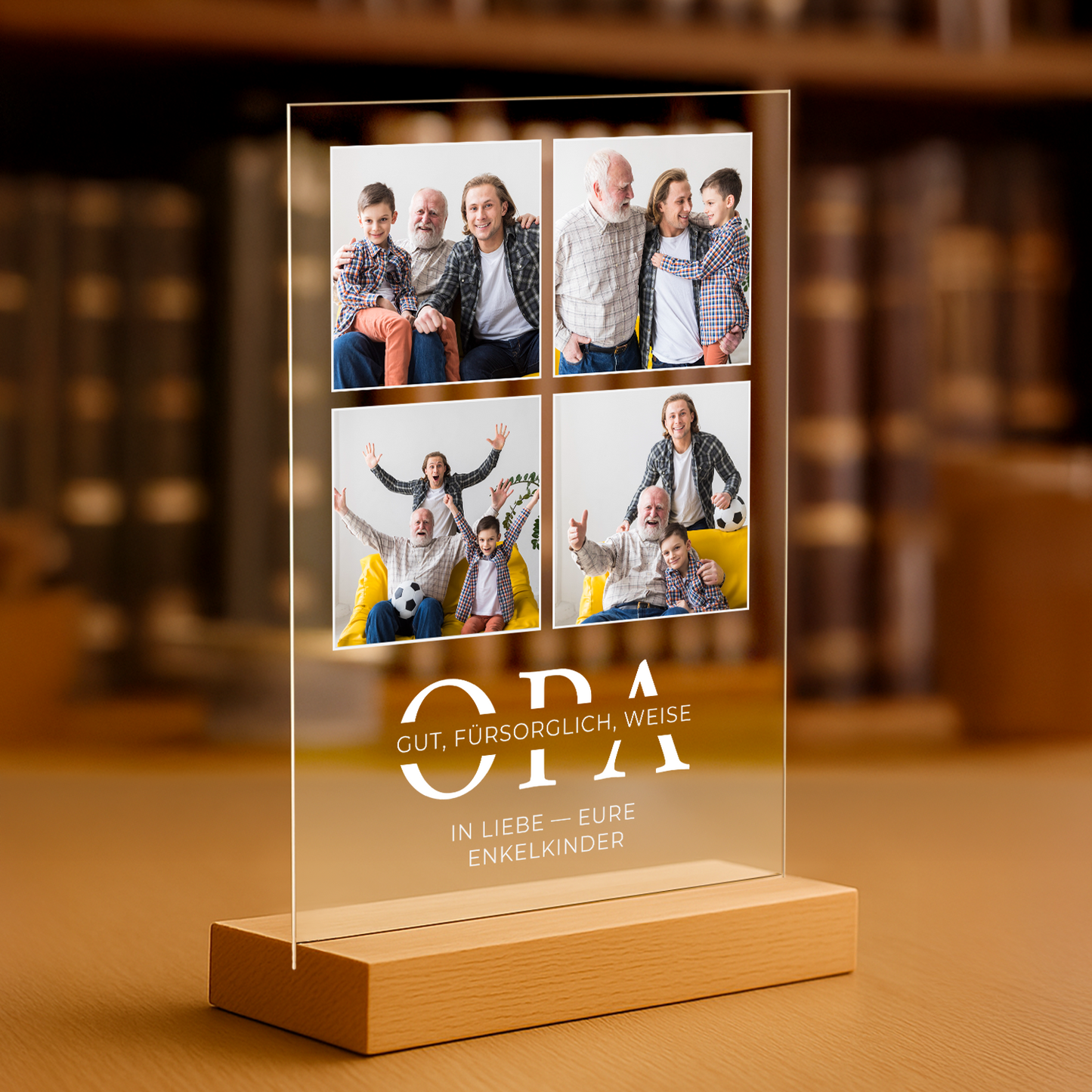 Ein guter, weiser und fürsorglicher Großvater – personalisierter Druck auf Glas für den Großvater