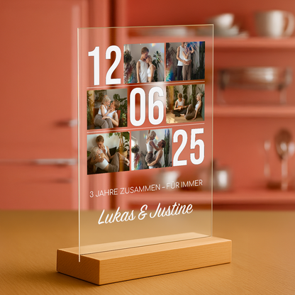 Drei Jahre zusammen – personalisierter Druck auf Glas