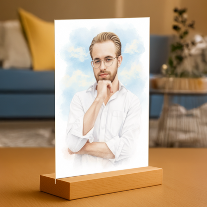 Mann im Aquarellstil - Acrylglas-Porträt für Mann