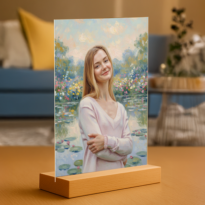 Frau am Teich im Monet-Stil - Acrylglas Porträt für sie