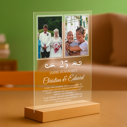 25 Jahre Ehe – personalisierter Druck auf Glas