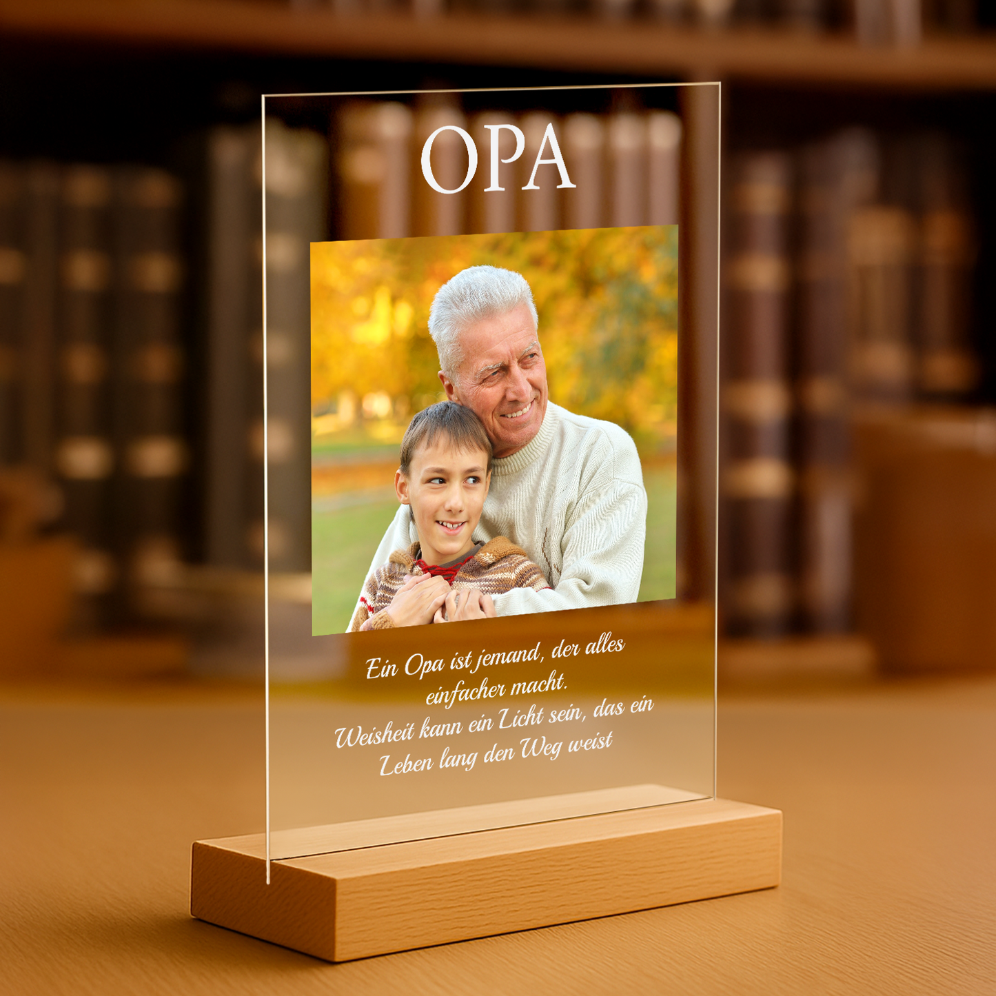 Weisheit des Opas – personalisierter Glasdruck für den Opa
