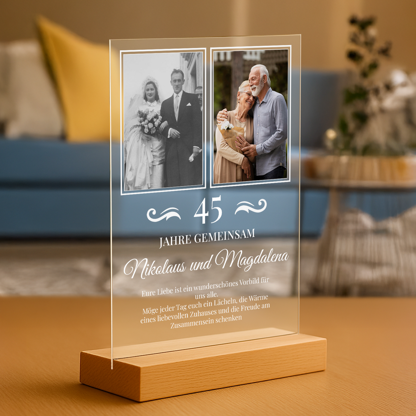 Hochzeitstag der Großeltern – personalisierter Glasdruck
