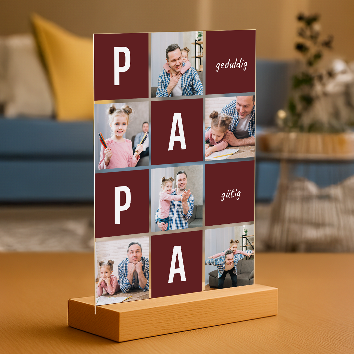 Guter und geduldiger Papa – personalisierter Glasdruck