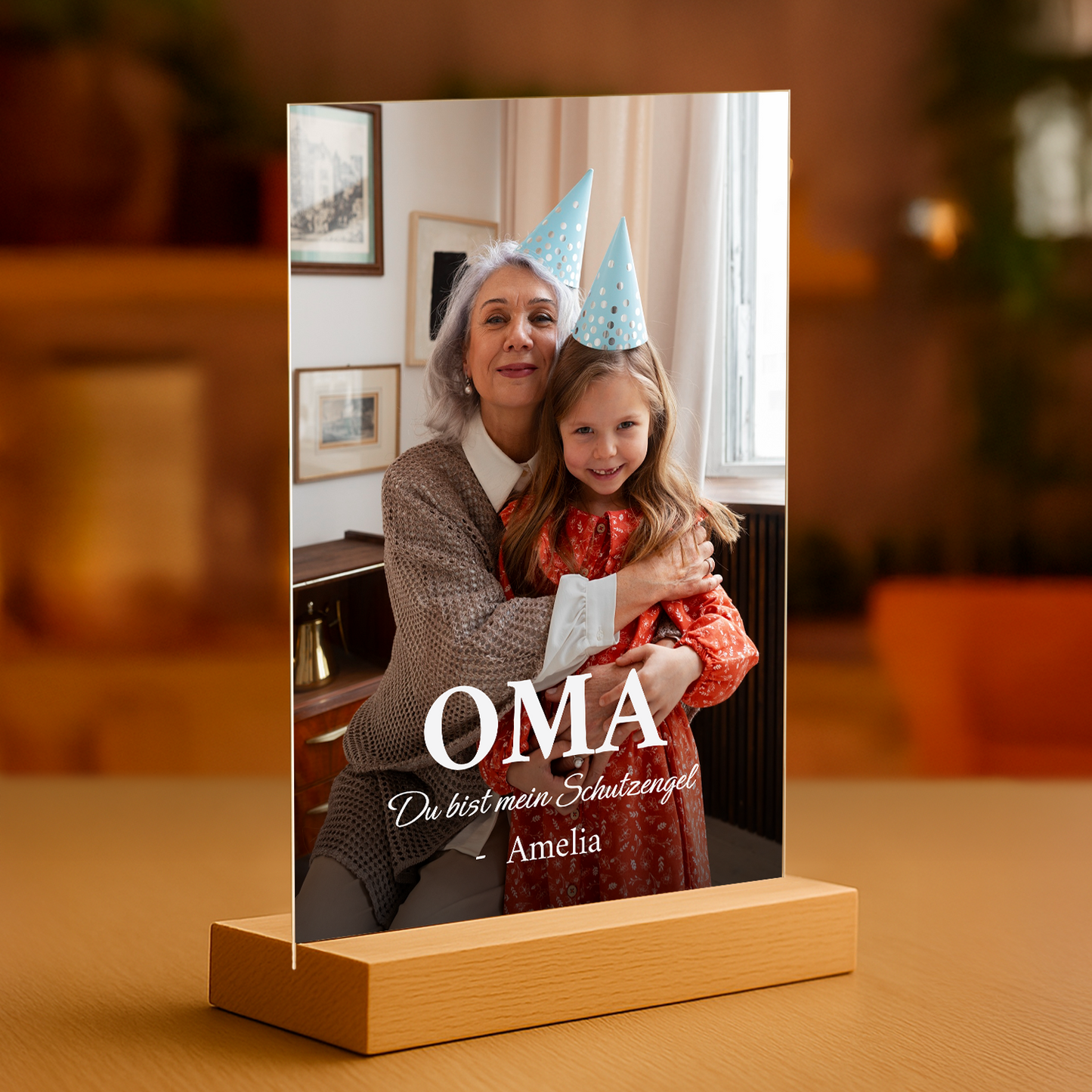 Oma, du bist ein Schutzengel – personalisierter Glasdruck für die Oma