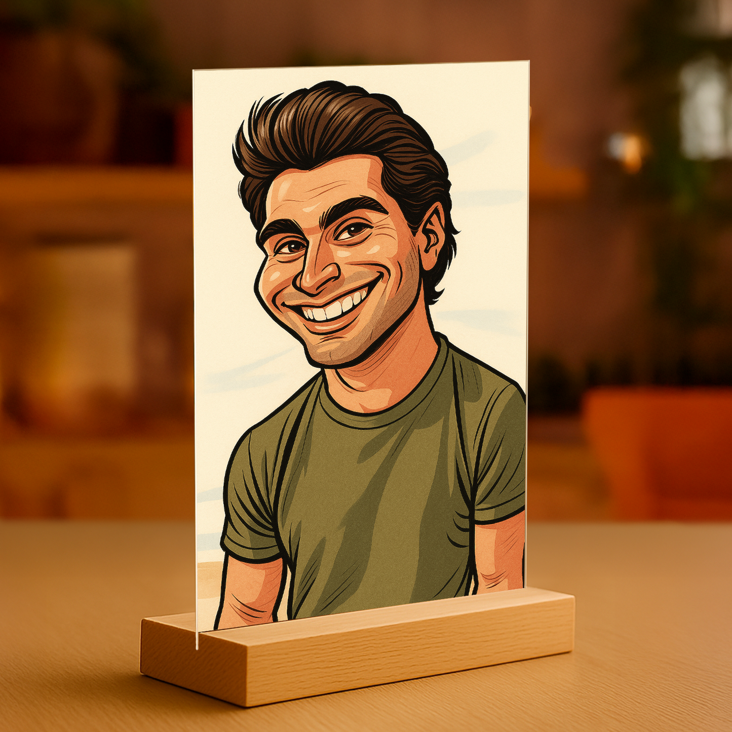 Mann im einzigartigen Karikaturstil – Acrylglas-Porträt für Mann
