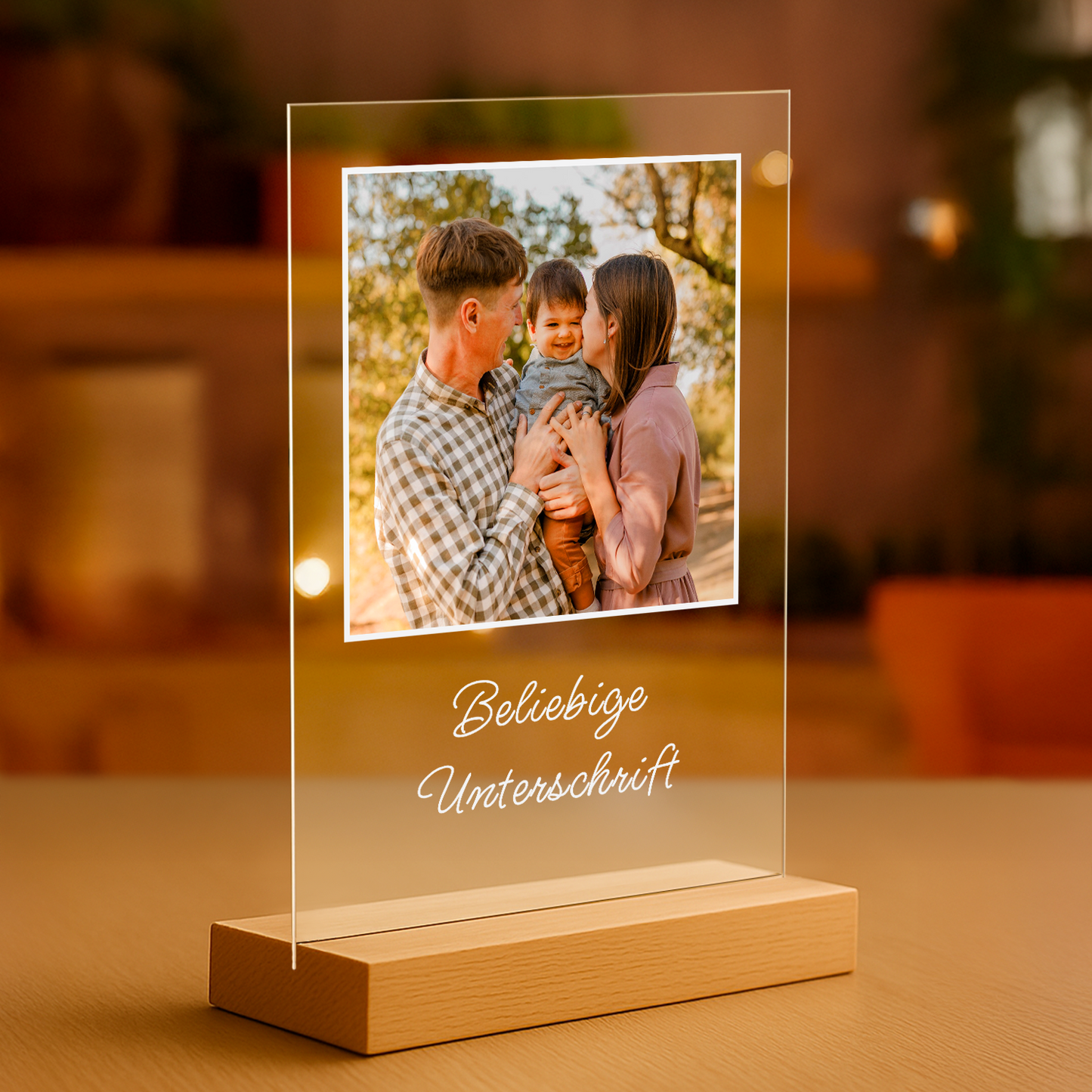 Foto mit den Eltern + beliebige Beschriftung – personalisierter Druck auf Glas für Eltern
