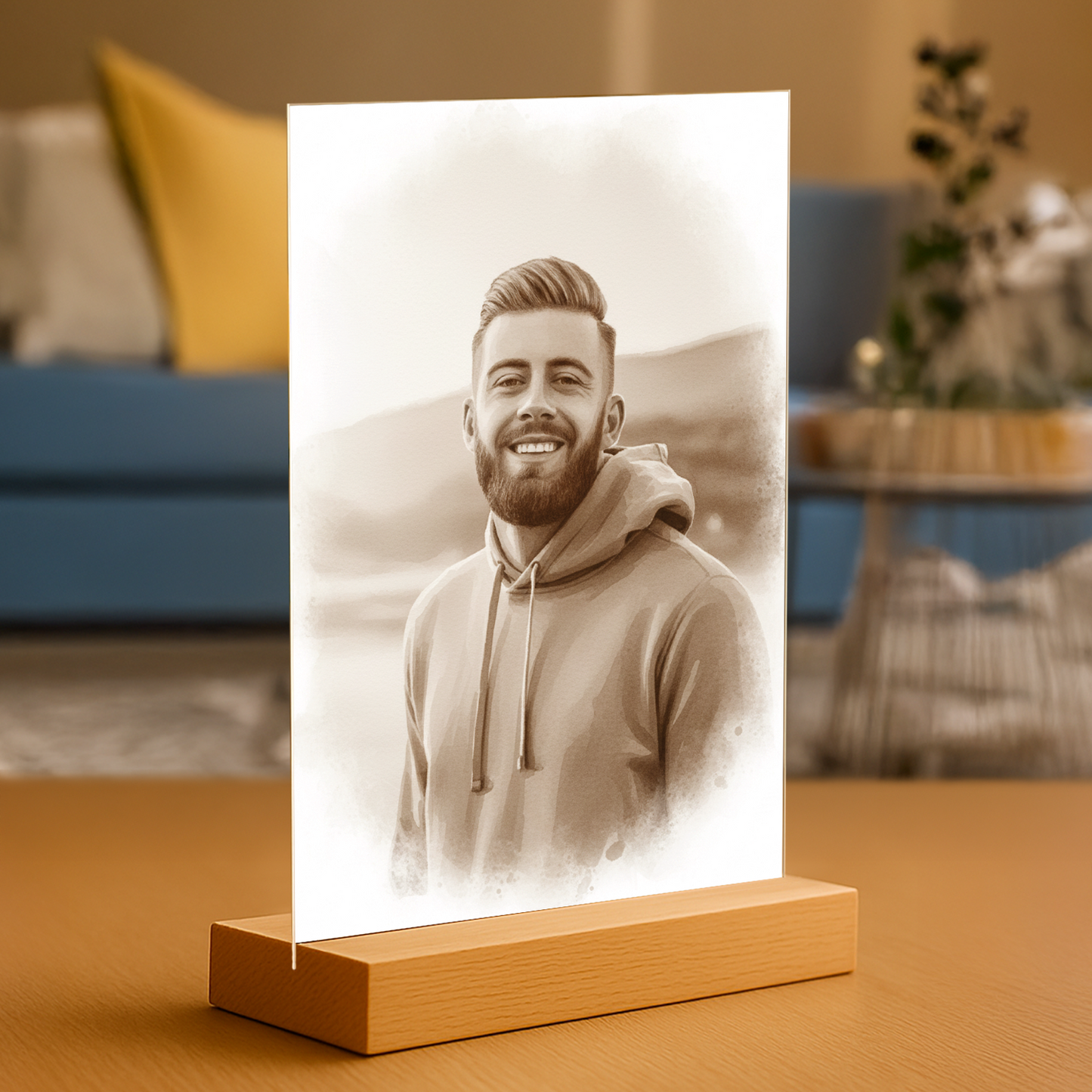 Er im Coffee-Stil - Acrylglas-Porträt für Mann